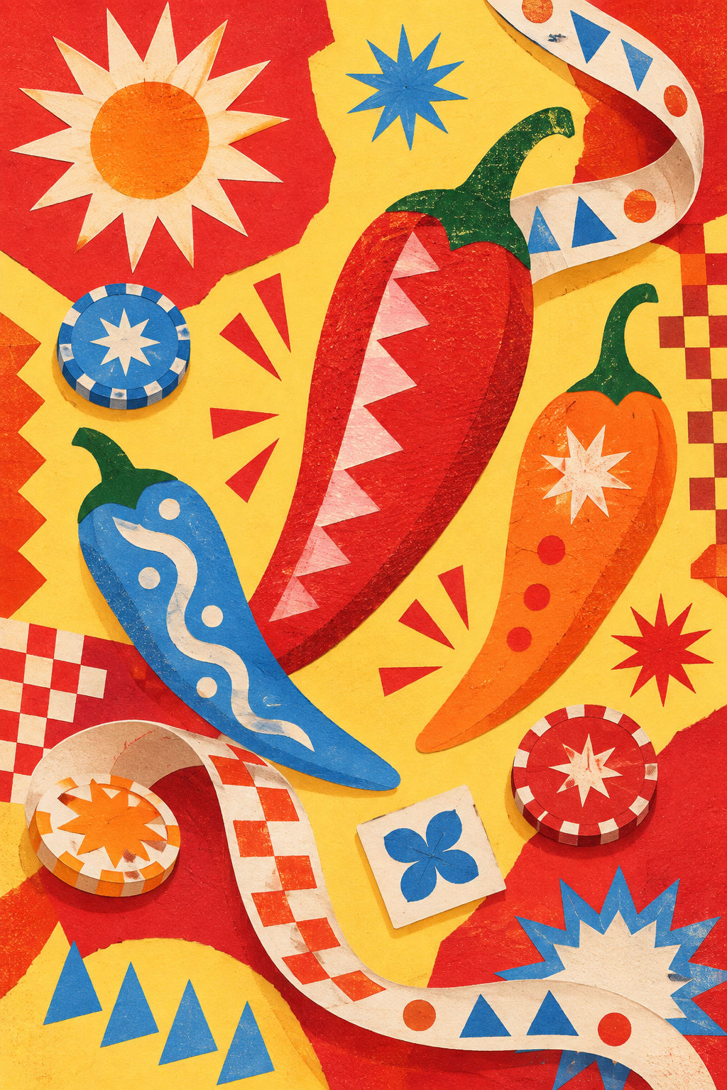 Graphic paper peppers and patterns